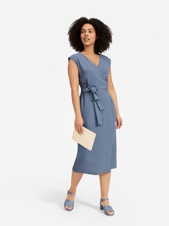 Everlane Dresses & Skirts - EVERLANE The Japanese GoWeave Sleeveless Wrap Dress Cornflower Blue Size 00
